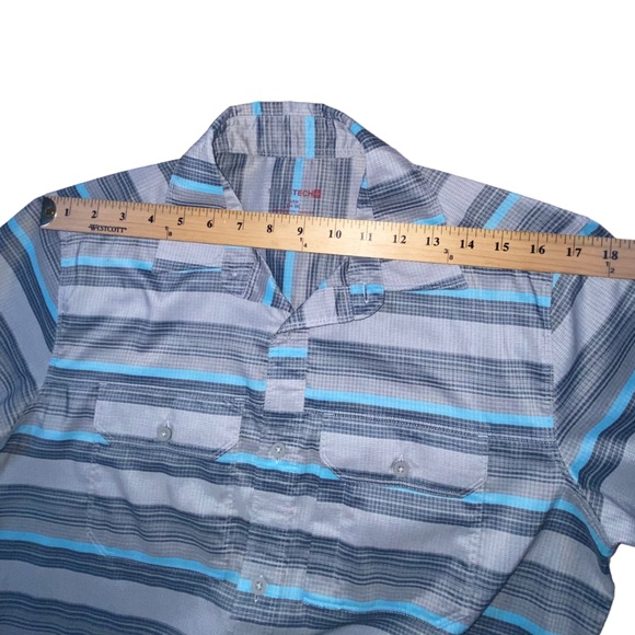 SwissTech Men’s Small Gray Blue Stripe Button Down Shirt - Picture 5 of 8